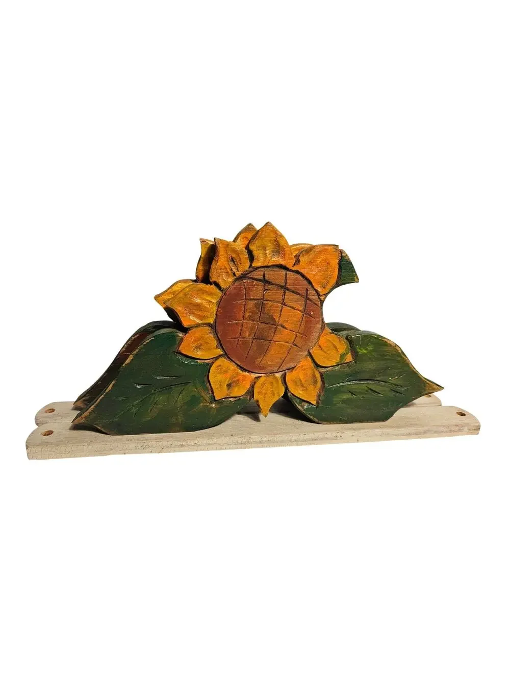 Vintage Handmade Sunflower Curtain Rod Brackets | Country Farmhouse | Pair